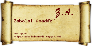 Zabolai Amadé névjegykártya